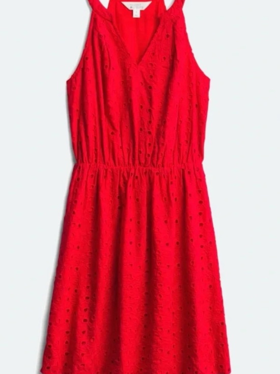 Market & Spruce Dresses & Skirts - Market & Spruce Red Eyelet Sleeveless Sun Dress